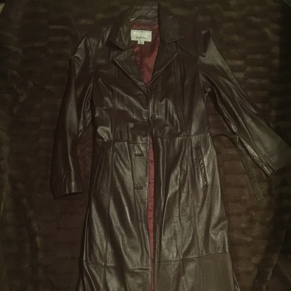 Brown Leather Trench Coat