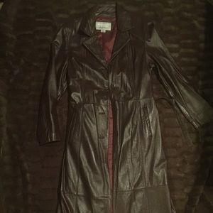 Brown Leather Trench Coat