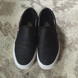 Women's black vans perforated leather