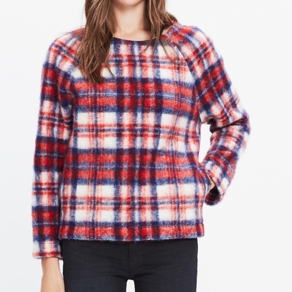 MADEWELL plaid brushed cotton pullover Nwt
