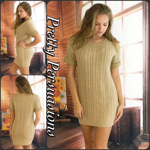 ❤️ SEE NEW LISTING ❤️ NWT Beige Cable Knit Sweater Dress - Picture 3 of 4