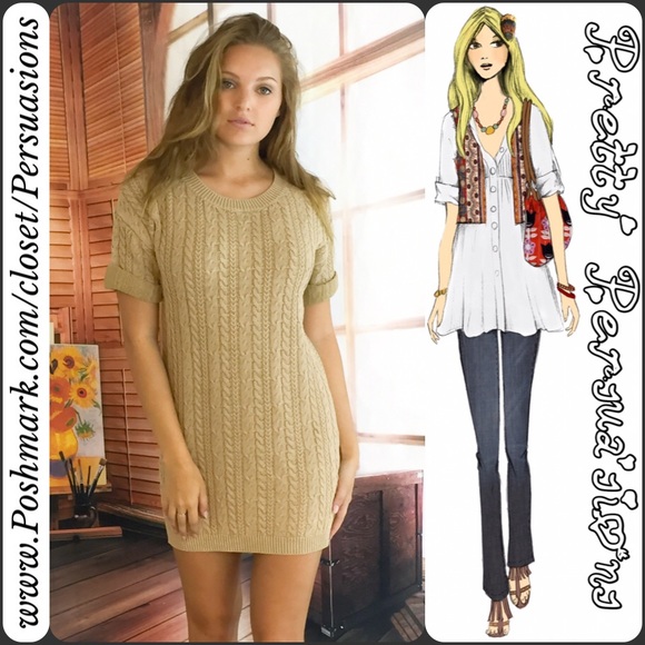 ❤️ SEE NEW LISTING ❤️ NWT Beige Cable Knit Sweater Dress - Picture 4 of 4