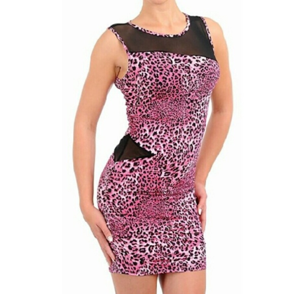 Pink and black animal print dress