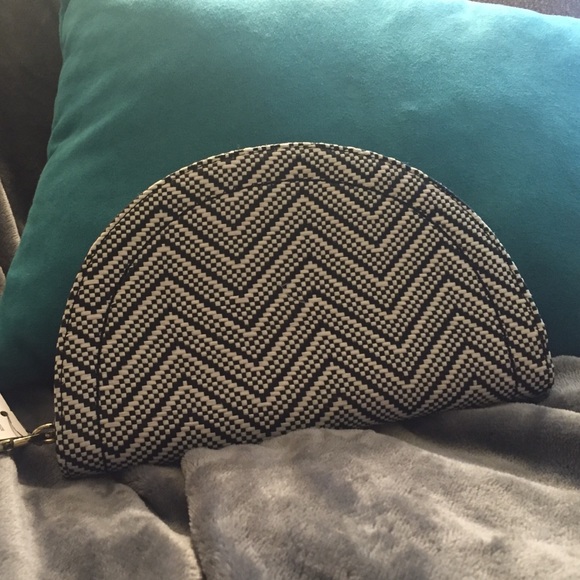 The Limited Black and White Chevron Clutch