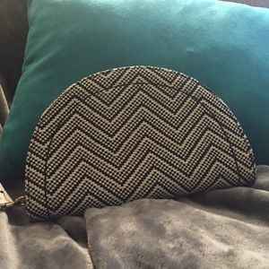 The Limited Black and White Chevron Clutch