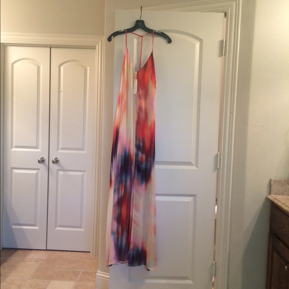 🆕 Lavender Brown printed 100% silk maxi.