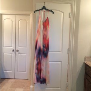 🆕 Lavender Brown printed 100% silk maxi.