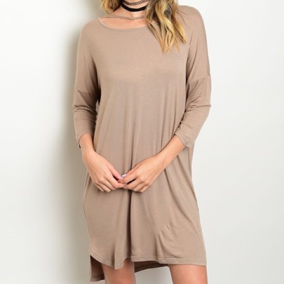 ❗️FINAL PRICE❗️Mocha Jersey Knit Tunic Dress - Picture 2 of 4