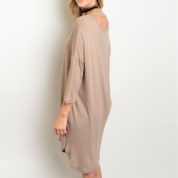 ❗️FINAL PRICE❗️Mocha Jersey Knit Tunic Dress - Picture 3 of 4