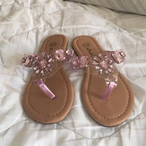 Toddler girls pink jeweled sandals
