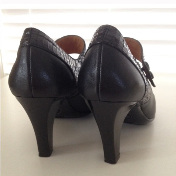 Black Sofft Peep Toe Mary Janes - Picture 3 of 4