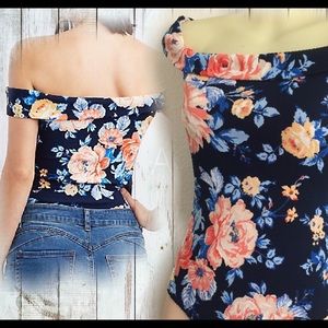 Off shoulder floral bodysuit