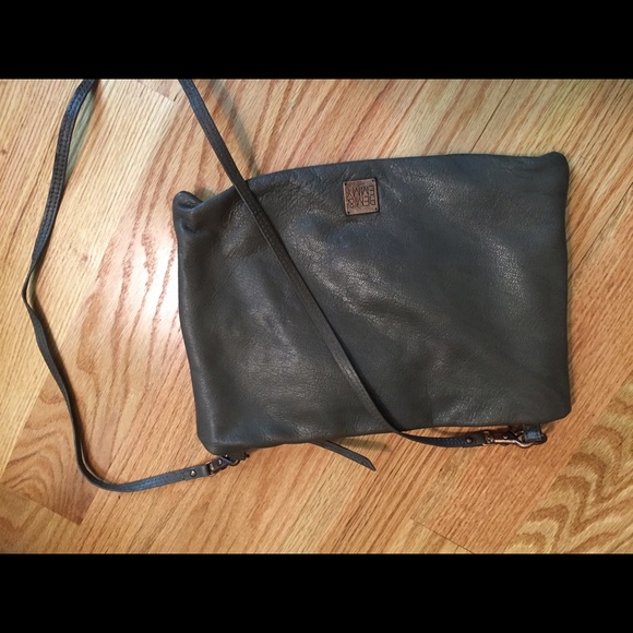 REMI & EMMY grey leather cross body purse