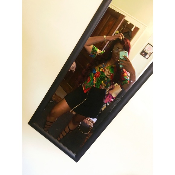 Button down tropical print shirt