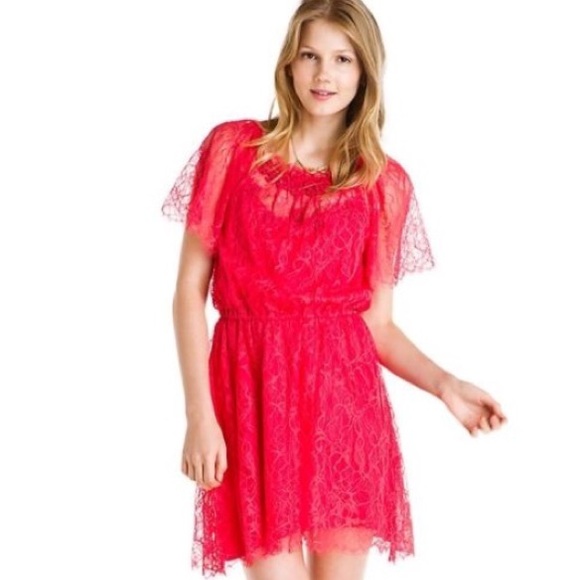 ‼️SOLD‼️NWT Free People coral candy lace dress