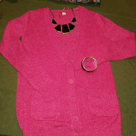 Pink button up sweater