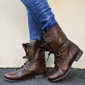 Brown Steve Madden Troopa Combat Boots