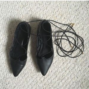 Forever 21 Black Lace Up Flats