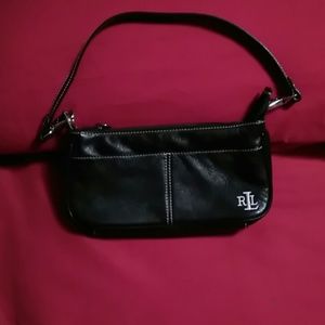 Ralph Lauren Black Leather Mini Clutch Hand Bag