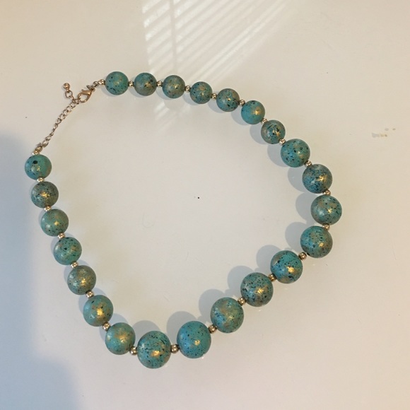 Gold turquoise beaded necklace