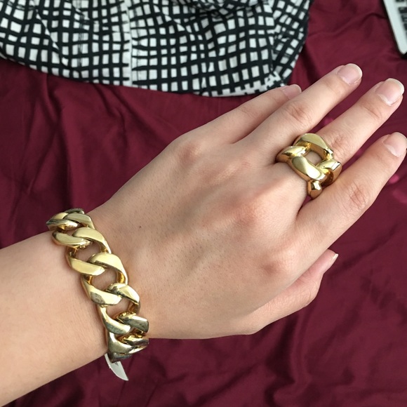 Michael kors chain linked ring and bracelet set