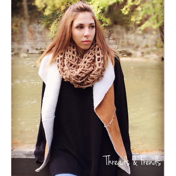 Jackets & Blazers - Faux fur Suede Camel Vest