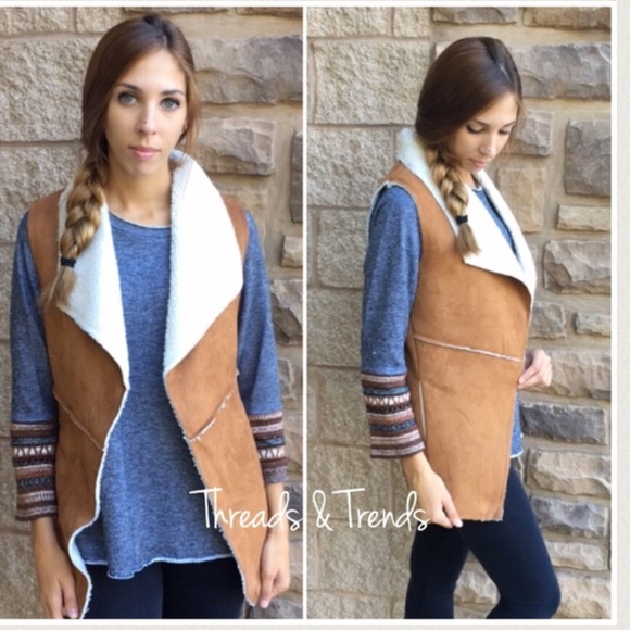 Faux fur Suede Camel Vest - Picture 4 of 4