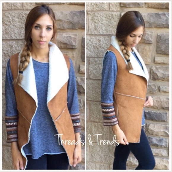 Faux Suede Camel Vest - Picture 4 of 4