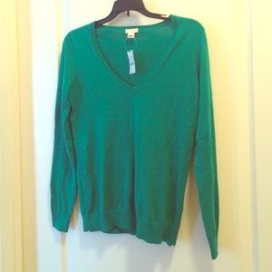 NWT JCrew forest green V-neck sweater