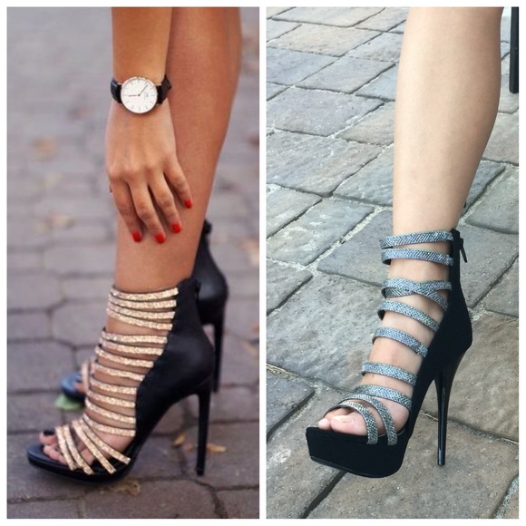 ‼️Clearance ‼️ Black glitter strap stiletto nubuck - Picture 4 of 4