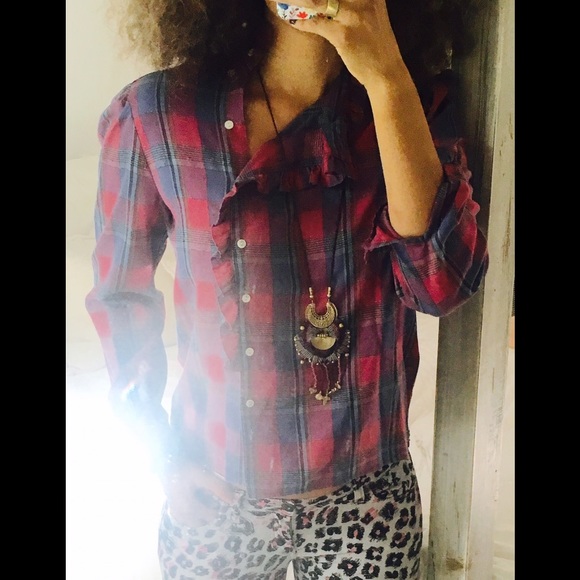 VINTAGE Plaid Blouse ✨🤘🏻🌸