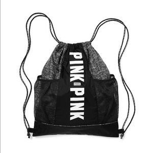 PINK black string bag
