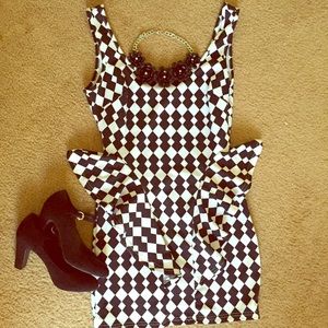 Ruffled Black & White Dress