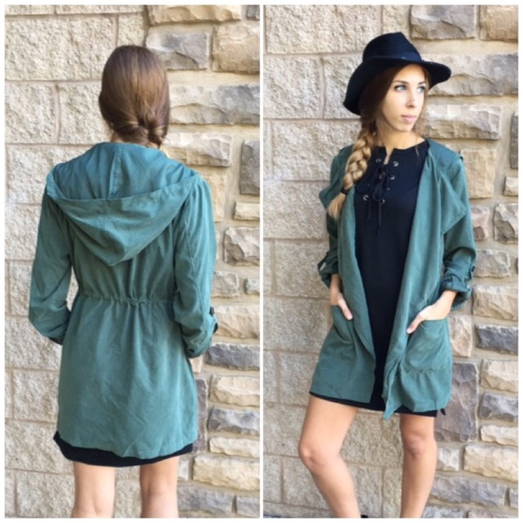 Olive Hooded Utility Jacket - Picture 3 of 3