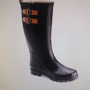 Chooka Women's Black/Moc Croc Rain Boot Size 10