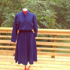 Black and blue vintage plaid dress