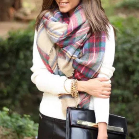 Boutique Accessories - 🍂BLANKET SCARF-TAN TARTAN PLAID ZARA INSPIRED-NEW