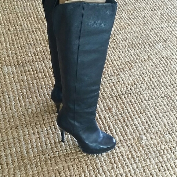 Over the knee black leather boots