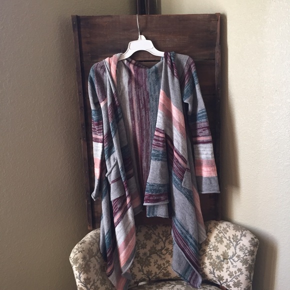 Stripe multi color wrap sweater