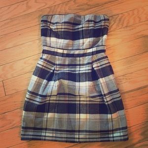 French Connection Check / Plaid Strapless Dress