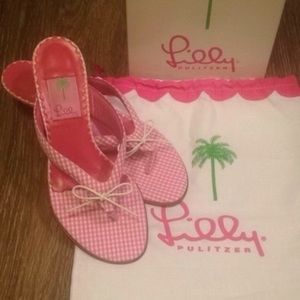 Lilly Pulitzer Pink Gingham Sandals (size 7.5)