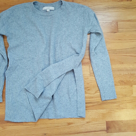 LOFT Side Slit Tunic Sweater Gray - Picture 3 of 3