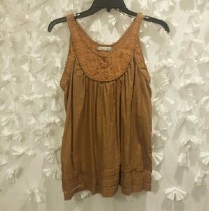 FINAL PRICE Boho orange and brown embroidered tank