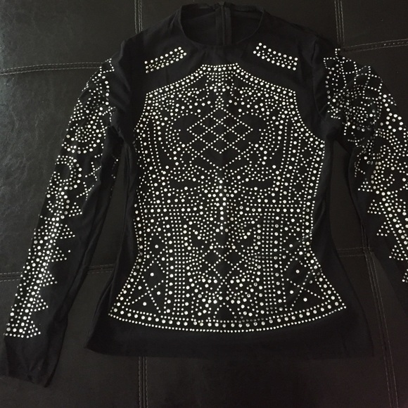 New long sleeve rhinestone sheer top - Picture 3 of 4