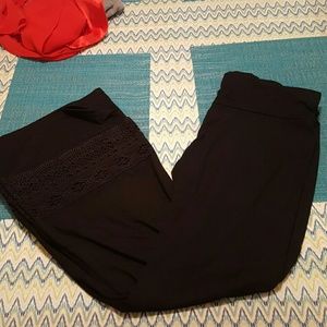 Black loose yoga style crotchet pants