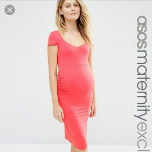 ASOS maternity short dress in coral