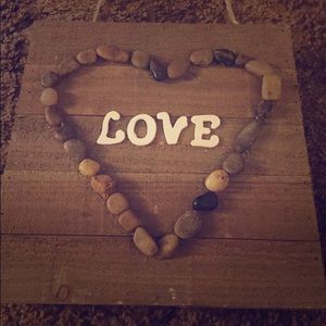 Wood pallet wall hanging.