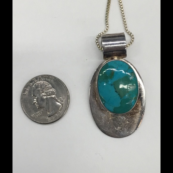 One of a kind Turquoise & Sterling pendant - Picture 3 of 3