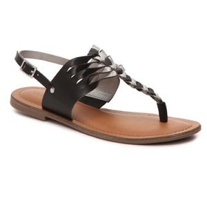 Black/Silver Flat Sandals