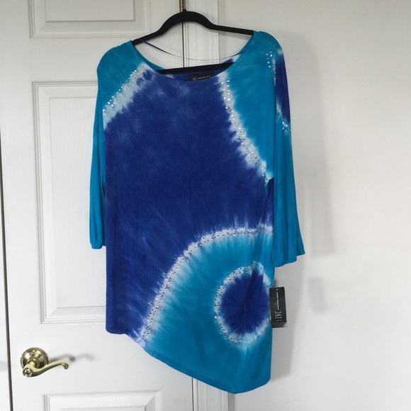 International Concepts:Jeweled Multi Blue Tunic